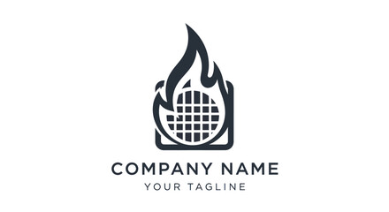Grill Fire Logo Design Concept.