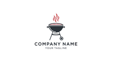 Barbecue grill logo design with flames and company name for branding.