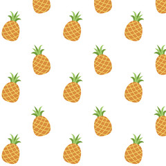Pineapple pattern — juicy tropical fruit seamless background in cute flat style for summer and packaging design.