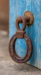 Exploring the Symbolism of Rusty Horseshoes on Blue Doors for New Year Celebrations and Good Luck