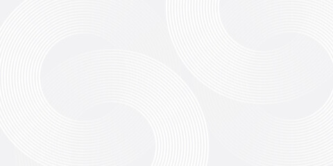 Abstract white glowing geometric lines on gray background. Modern shiny blue circle lines pattern. Futuristic technology concept.