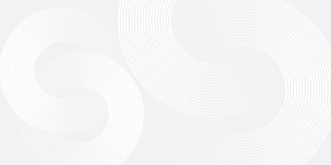 Abstract white glowing geometric lines on gray background. Modern shiny blue circle lines pattern. Futuristic technology concept.