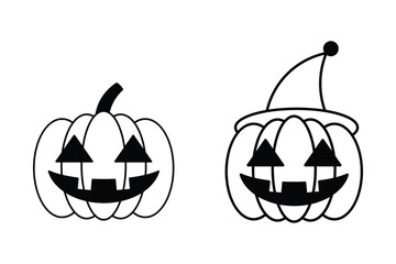 Halloween Pumpkin icon set silhouette vector illustrations on white background.