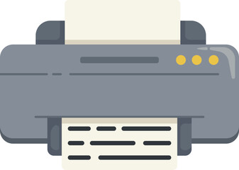 Flat Illustration of a Printer Printing a Document