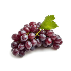 Fototapeta premium Fresh Bunch of Juicy Red Grapes with Green Stem Isolated on White Background 