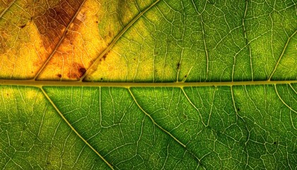 Close-up leaf veins, vibrant colors