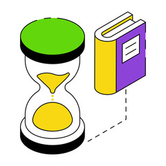 An isometric design icon of study time