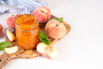 Flat chinese donuts fig peaches jam, homemade confiture