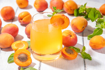 Apricot mojito or lemonade cold fruit drink