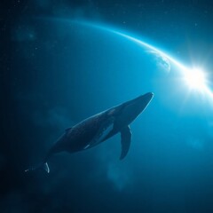 Naklejka premium Galactic Whales Humpbacks Soaring Through Cosmic Nebula_13