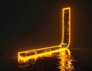 Golden L-shape illuminated by neon