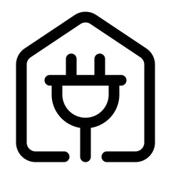 Home Power Line Icon Vector, Modern Outline Energy and Power Symbol for Electricity, Renewable, and Green Energy Concept
