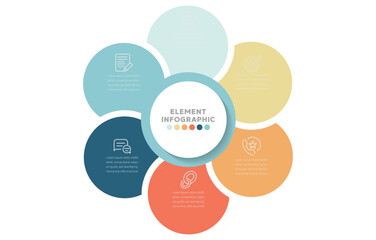 Business circle. timeline infographic icons designed for abstract background template milestone element. Vector infographic label design with circle infographic template design and 6 options or steps.