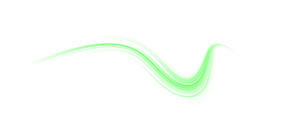 Dynamic green line streak PNG, abstract swirling curves, glowing overlay effect