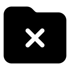 Fototapeta premium Cross Folder Glyph Icon Vector, Solid Folder and Document Symbol for File Management and Office Organization Concept