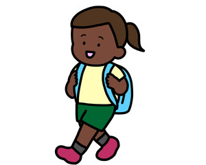 歩いて帰る黒人の女の子