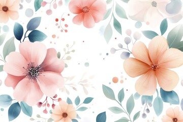 Watercolor floral design with delicate flowers and leaves