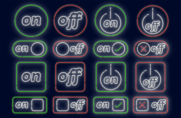 ネオンシンプル小文字ON/OFFスイッチ　グリーン・レッド　Neon Simple Small Letter ON/OFF Switch - Green/Red