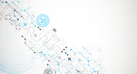 Abstract circuit board background with sphere. Hi-tech digital technology concept. Vector.