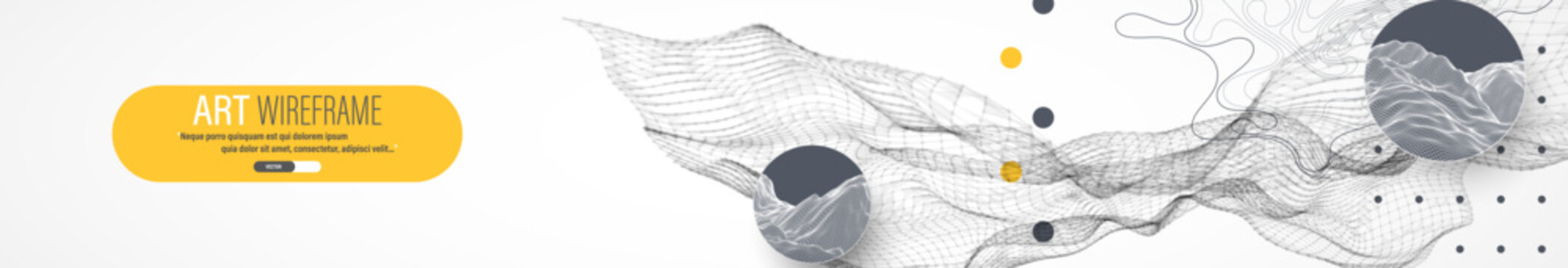 The abstract wave is made in a frame style. Template for science and technology presentation. Vector art.