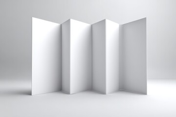 Single Fold Brochure. Gate Fold Booklet Mockup for Paper Media with Blank White Panels