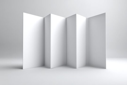 Single Fold Brochure. Gate Fold Booklet Mockup for Paper Media with Blank White Panels