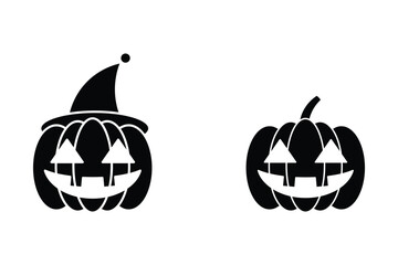 Halloween Pumpkin icon set silhouette vector illustrations on white background.