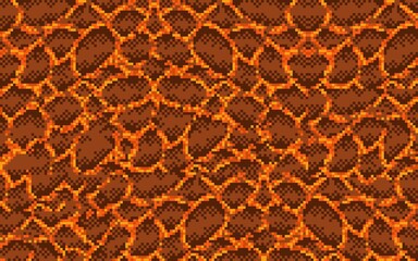 Pixel art seamless lava texture with fiery orange cracks and dark rock. Ideal game background for retro platformers, volcanoes, or hell levels, background. A dynamic, classic 8-bit game asset.	