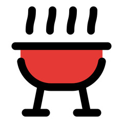 Grill Filled Line Icon Vector, Bold Outline Household and Furniture Symbol for Home Interior and Appliance Concept