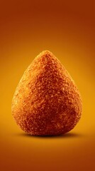 Coxinha (chicken croquette) on a golden brown background, dish from Brazil, minimalist food photo, template for social media, digital ads, web banners, mobile wallpapers, greetings card