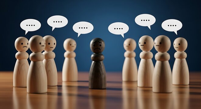 Depiction of discrimination, bullying, and group pressure.