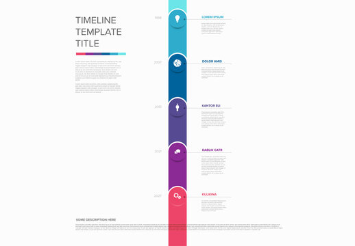 Minimalist Vertical Timeline Infographic Template with Gradient Colors