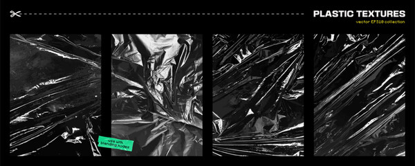 Plastic Bag Crumpled Textures Set Vector EPS10 Collection