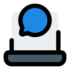 Laptop Chat Filled Line Icon Vector, Bold Outline Support and Communication Symbol for Customer Service and Chat Concept