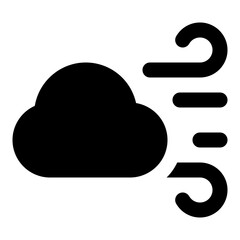 Windy Glyph Icon Vector, Solid Weather and Climate Symbol for Forecast and Meteorology Concept