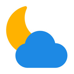 Cloud Moon Flat Icon Vector, Colorful Weather and Climate Symbol for Forecast and Meteorology Concept