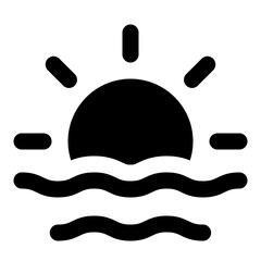 Sunset Glyph Icon Vector, Solid Weather and Climate Symbol for Forecast and Meteorology Concept