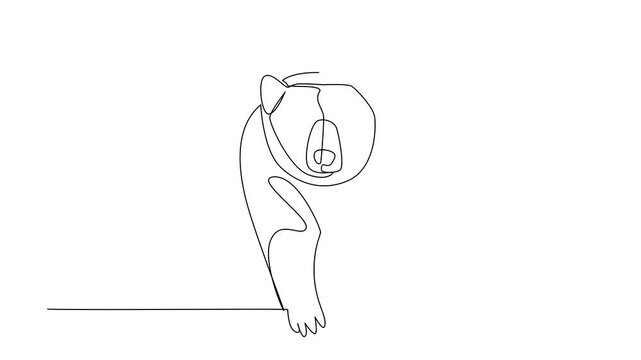 Self drawing animation of continuous one line drawing front view, adult black bear walking. Cute but sometimes fierce appearance of the hunting animal. National Black Bear Day. Full length animated