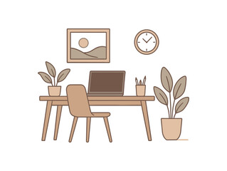Fototapeta premium calm workspace minimal distractions and peaceful environment flat vector illustration style isolated on white background