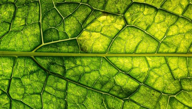 Close-up leaf veins, vibrant green