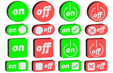 3Dシンプル小文字ON/OFFスイッチ　グリーン・レッド