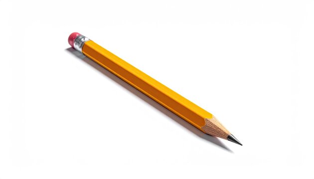 Yellow pencil on white background