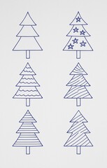 Obraz premium christmas tree set, hand drawn christmas tree 