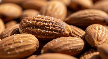 Wandcirkels Restaurant Close Up of Salted Almonds with Sea Salt Crystals  © Jung Sungmin