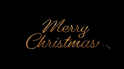 Merry Christmas Golden Script Typography Animation on Transparent Background and Green Screen. Alpha Channel Included. - Powered by Adobe