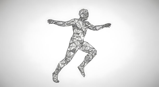 Abstract Geometric Runner Silhouette in Motion.