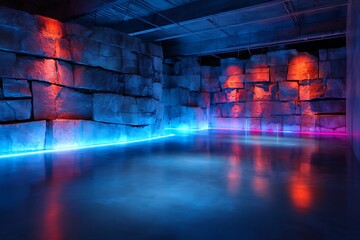 Colorful Led Light Wall in Modern Indoor Space for Creative and Event Uses