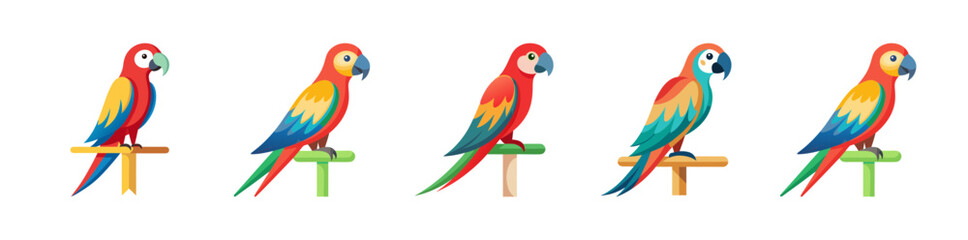 Fototapeta premium Colorful macaw parrots perched in artistic style