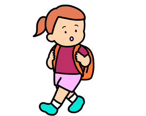 歩いて帰る茶髪の女の子