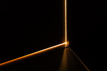 Stockholm, Sweden A residential apartment door is ajar at night.